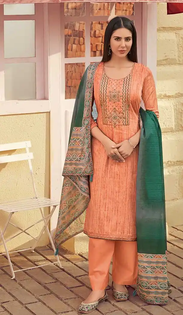 Classy Peach Color Pure Jam Cotton Casual Wear Palazzo Suit -697587083