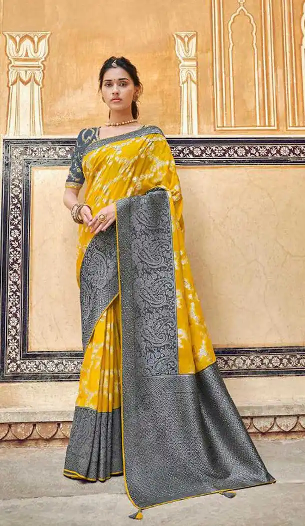 Yellow Color Banarasi Silk Designer Wedding Wear Saree With Blouse -702587517