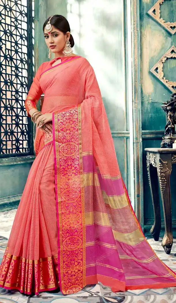 Chic Purple Color Cotton Festival Wear Sarees Saree -700287325