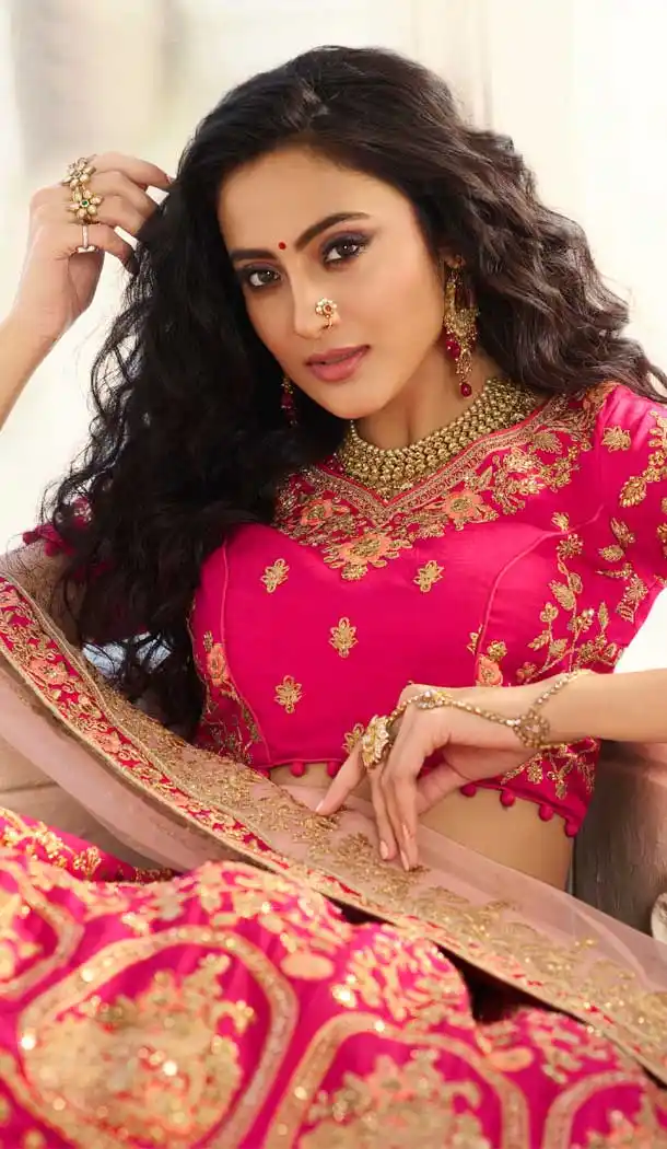 Majesty Rani Pink Color Silk Designer Bridal Wedding Lehenga Choli -704487690