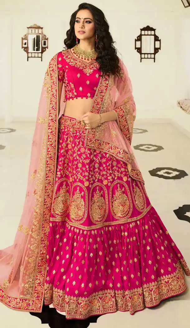 Majesty Rani Pink Color Silk Designer Bridal Wedding Lehenga Choli -704487690