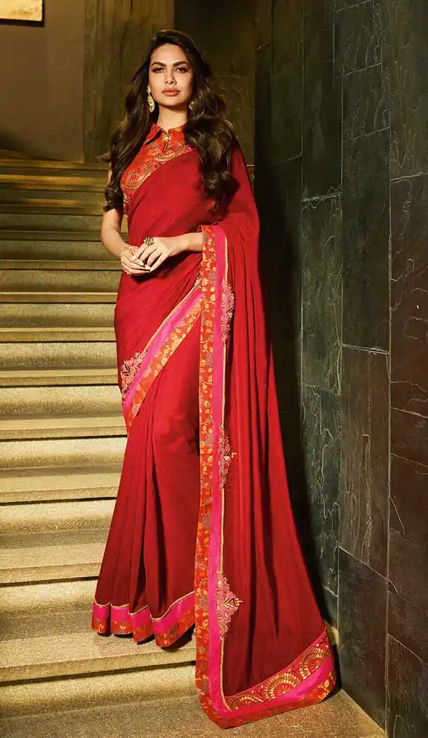 Red Color Silk Georgette Trendsetter Saree Blouse -704587707