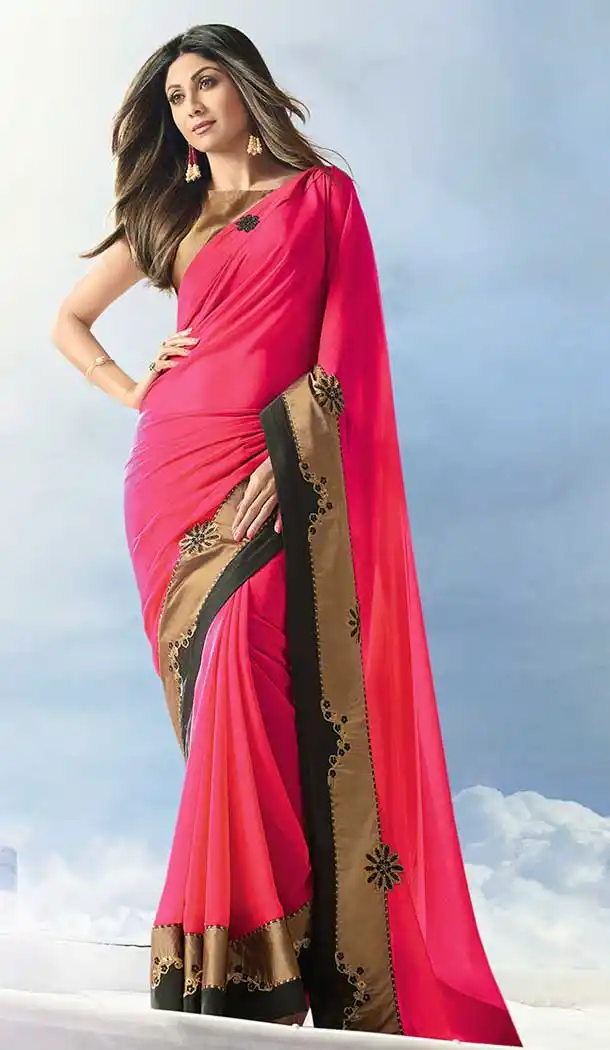 Grey Color Satin Silk Bollywood Celebrity Shilpa Shetty Saree -704687711
