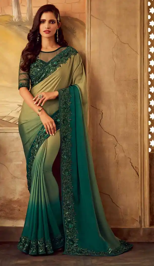 Multi Color Nightingle Silk Designer Party Wear Saree Blouse -704887728
