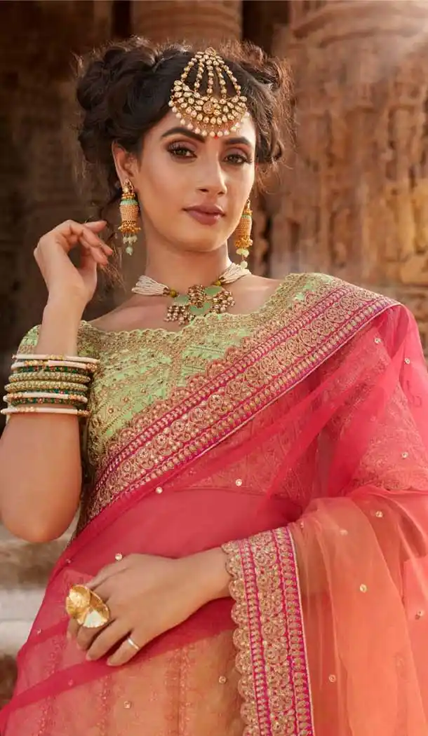 Pista Green Color Silk Designer Bridal Wedding Lehenga Choli -705887820