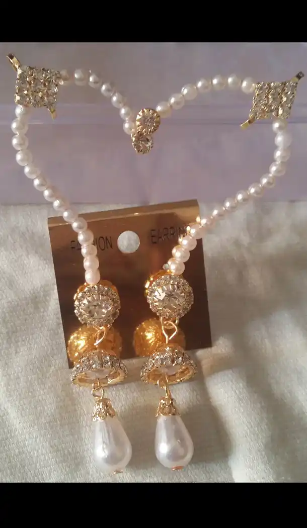 Perfect Look In Off White Color Earrings