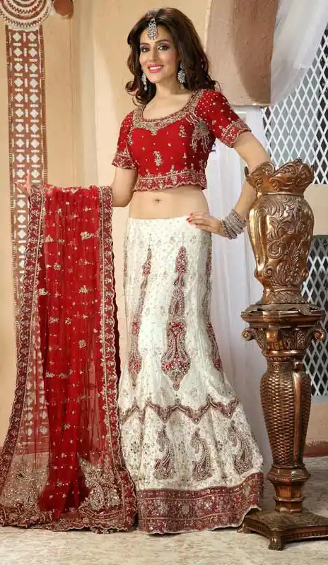 Flamboyant Ivory Wedding Lehenga Choli