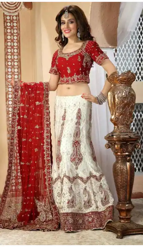 Flamboyant Ivory Wedding Lehenga Choli