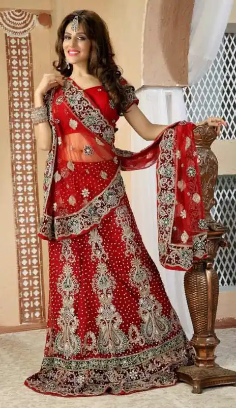 Contemporary Bick Red Senton Wedding Lehenga Choli