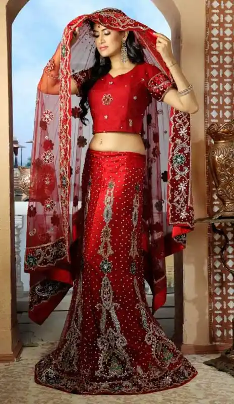 Gleaming Bick Red Wedding Lehenga Choli