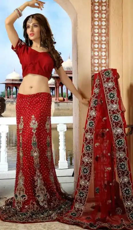 Adorable Bick Red Wedding Lehenga Choli