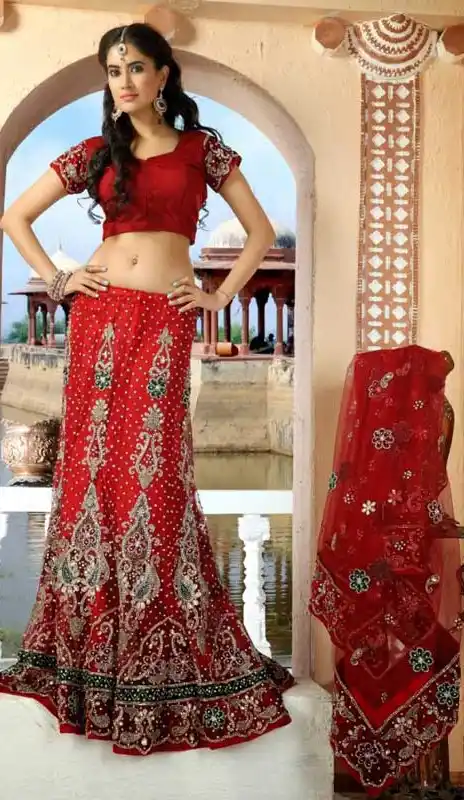 Contemporary Bick Red Wedding Lehenga Choli
