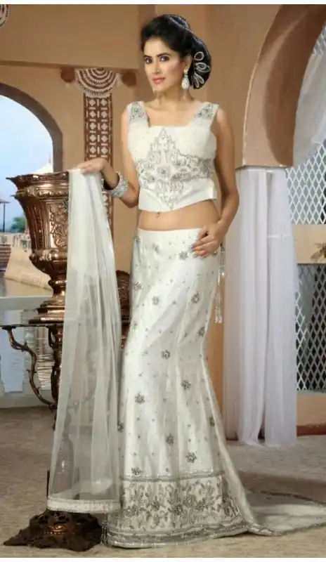Mesmerizing Off White Wedding Lehenga Choli