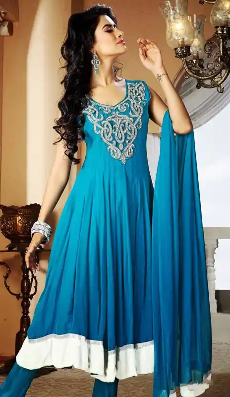 Dazzling Diva Cadet Blue Readymade Plus Size Salwar Kameez 