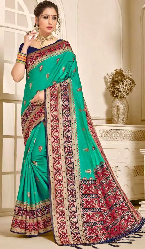 Green Color Pure Ikat Silk Traditional Party Wear Saree -706587906