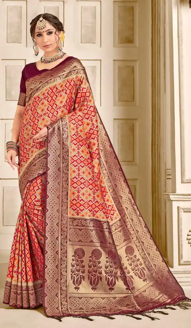 Multi Color Pure Ikat Silk Traditional Party Wear Saree -706587907