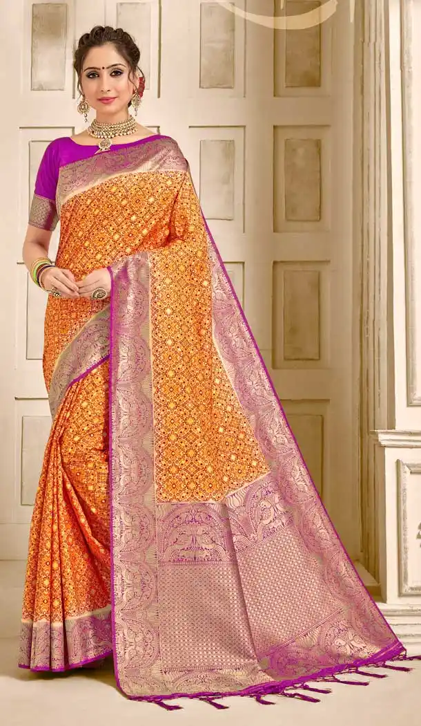 Majesty Multi Color Pure Ikat Silk Traditional Party Wear Saree -706587909