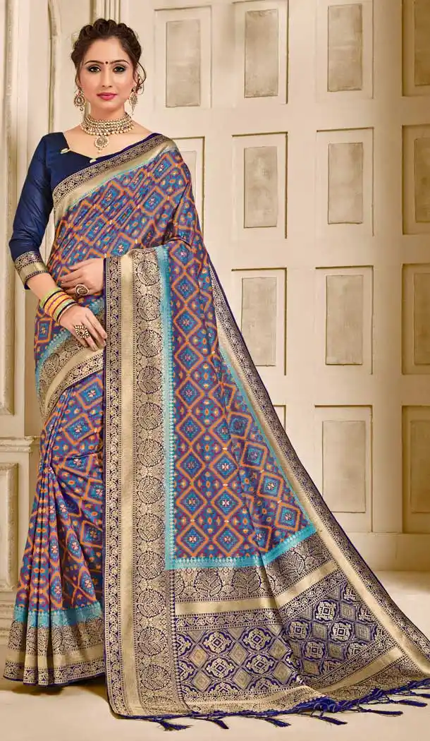 Vivacious Multi Color Pure Ikat Silk Traditional Party Wear Saree -706587912