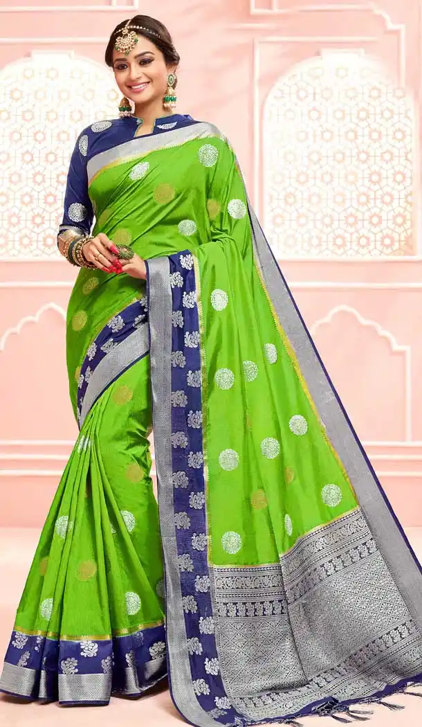 Light Green Color Pure Dola Silk Traditional Party Wear Saree -706787921