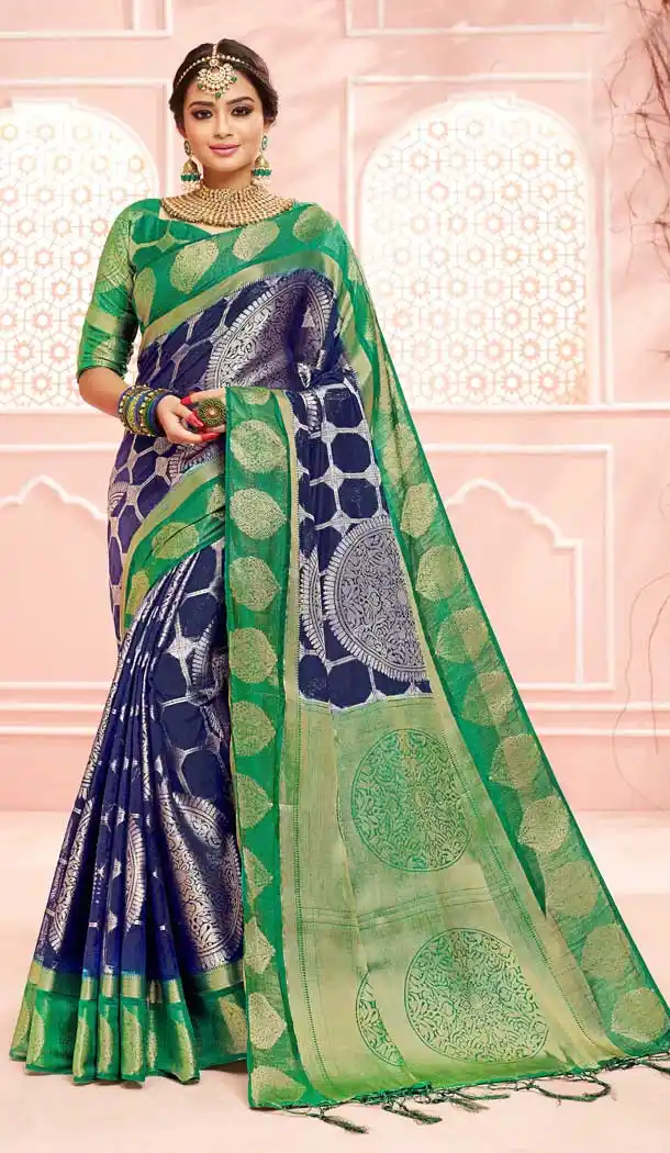 Charming Blue Color Pure Dola Silk Traditional Party Wear Saree -706787923