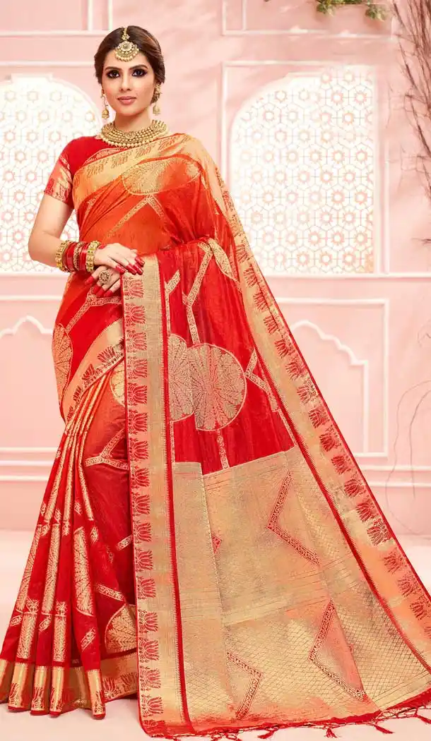 Adorable Red Color Pure Dola Silk Traditional Party Wear Saree -706787928
