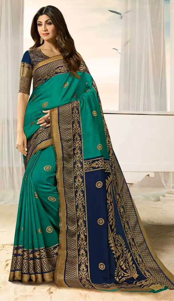 Alluring Green Color Brasso Silk Bollywood Celebrity Shilpa Shetty Saree -673784689