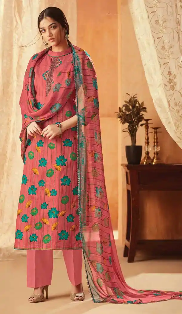 Peach Color Pure Cambric Cotton Casual Wear Salwar Kameez -707888002
