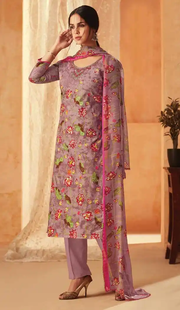 Briar Rose Color Pure Cambric Cotton Casual Wear Salwar Kameez -707888004