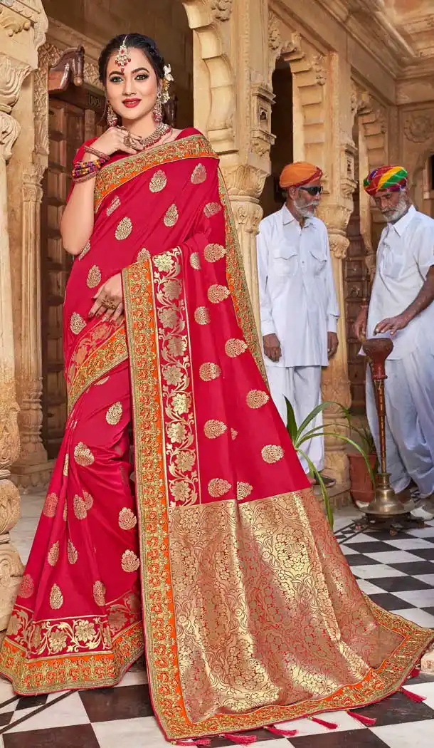 Red Color Weaving Silk Designer Wear Saree Blouse -708288025