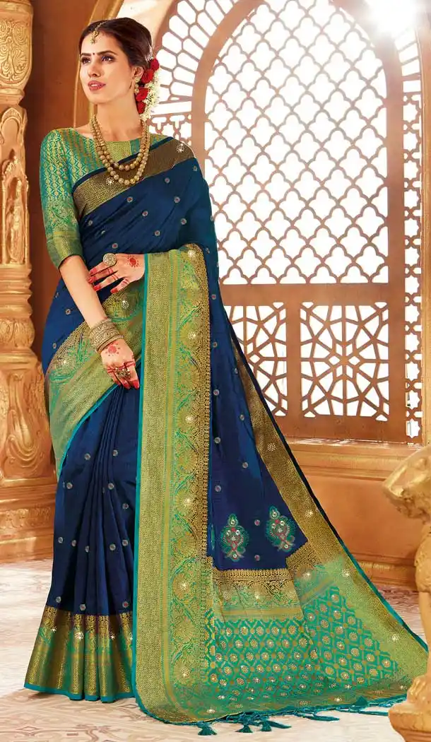 Blue Color Weaving Silk Designer Traditional Wear Saree -710288255
