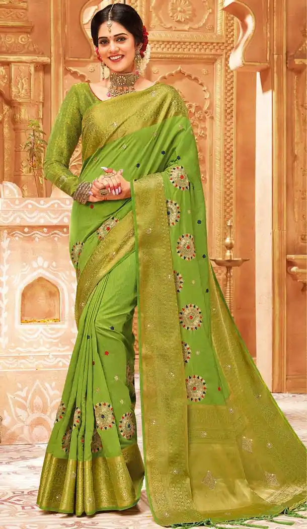 Green Color Weaving Silk Designer Traditional Wear Saree -710288257