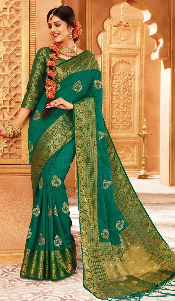 Green Color Weaving Silk Designer Traditional Wear Saree -710288261