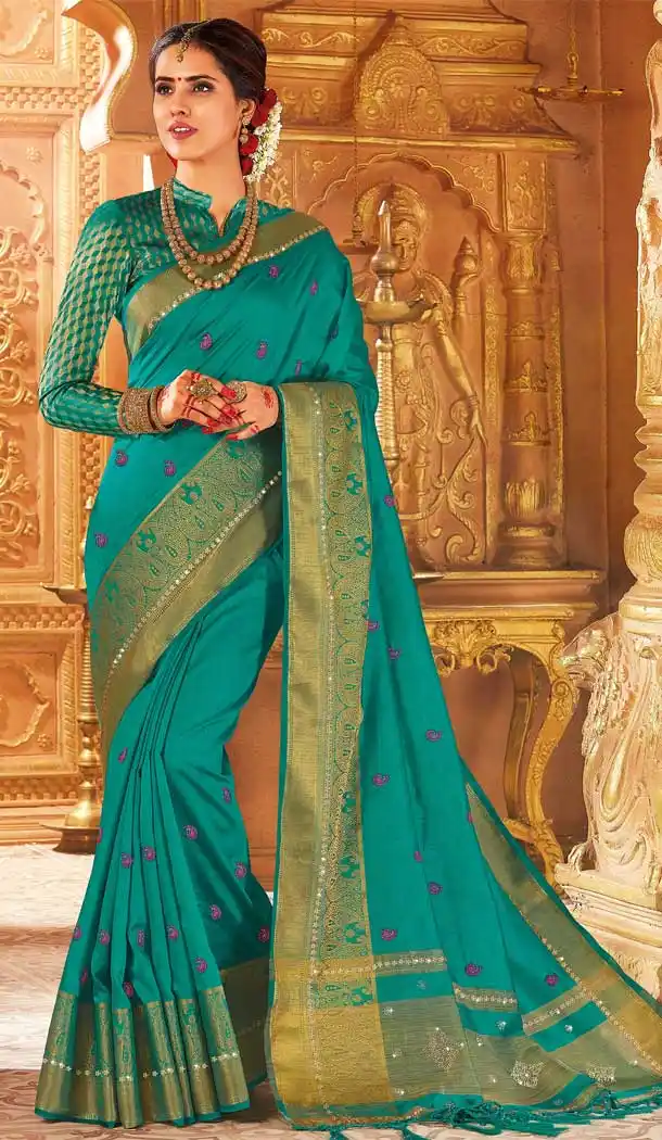 Sea Green Color Weaving Silk Designer Traditional Wear Saree -710288267