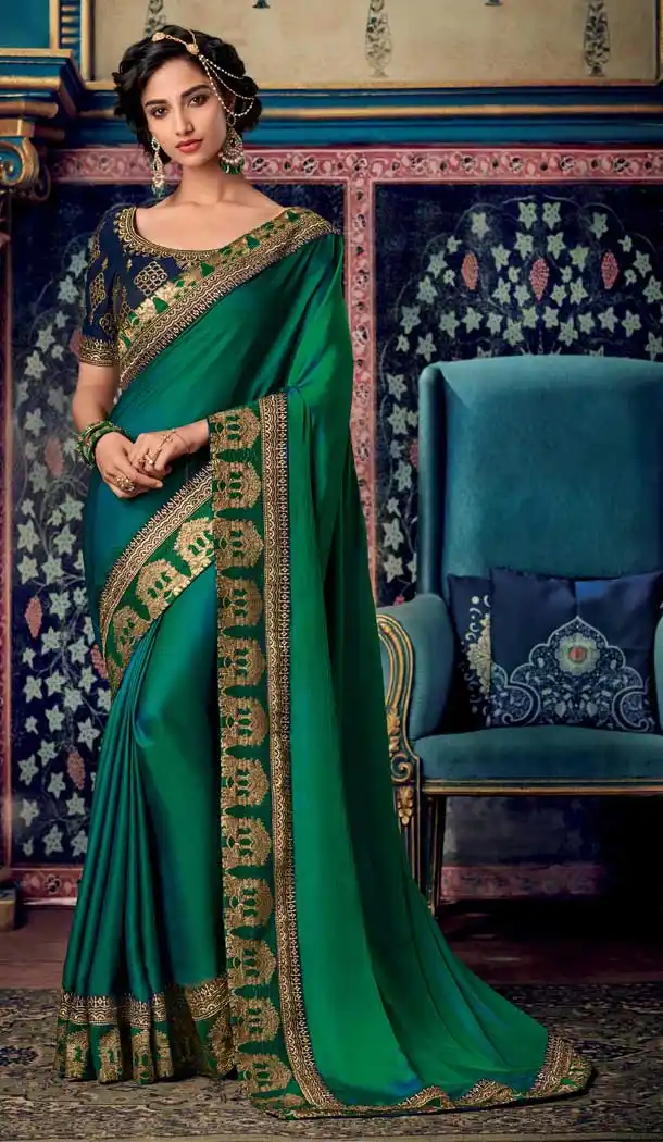 Green Color Art Silk Designer Party Wear Saree Blouse -711188334