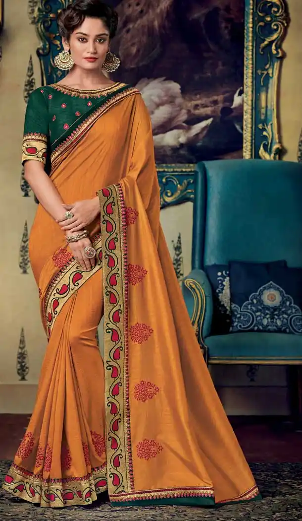 Orange Color Art Silk Designer Party Wear Saree Blouse -711188337