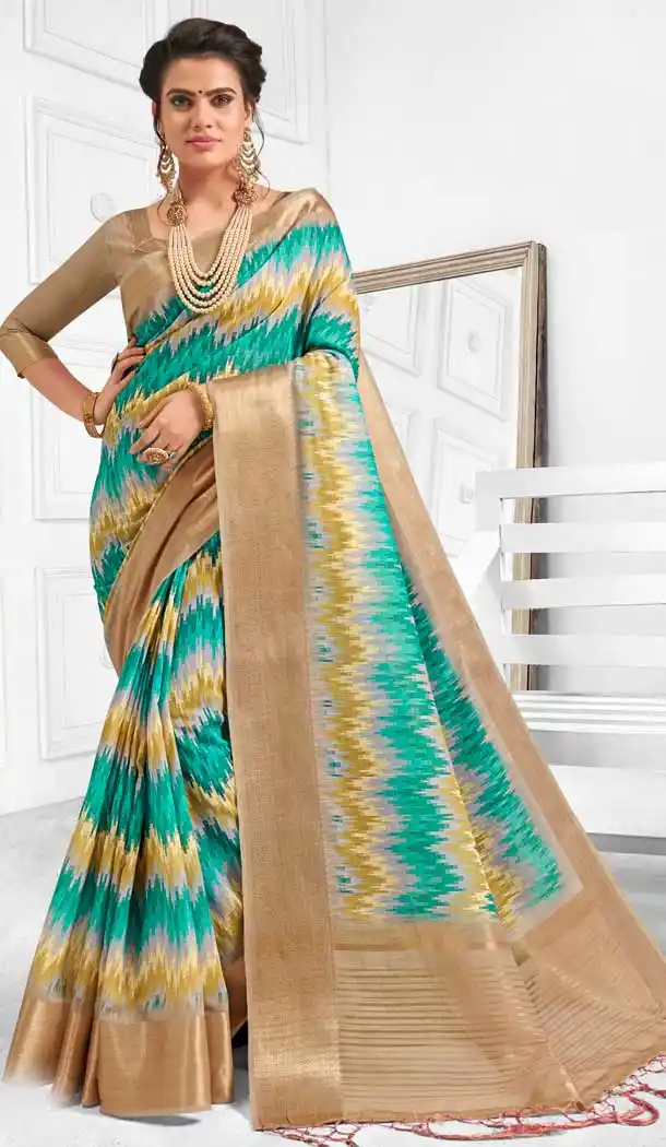 Multi Color Cotton Printed Casual Wear Saree Blouse -712088435