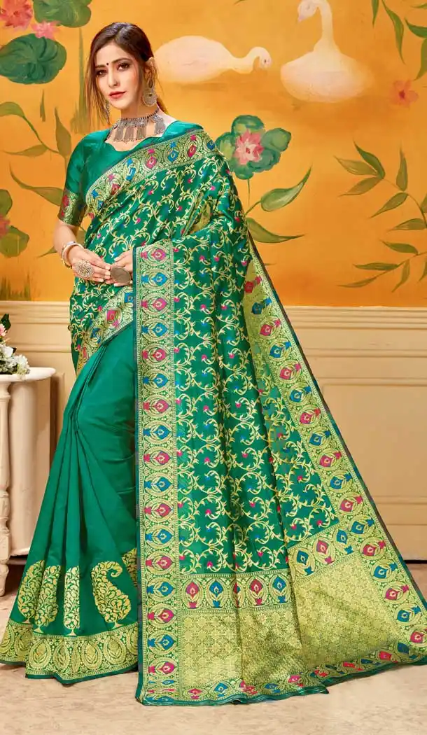 Alluring Green Color Lichi Cotton Print Work Traditional Saree -712488479