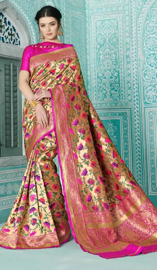 Exquisite Multi Color Banarasi Weaving Silk Traditional Wear Saree Blouse -716188817