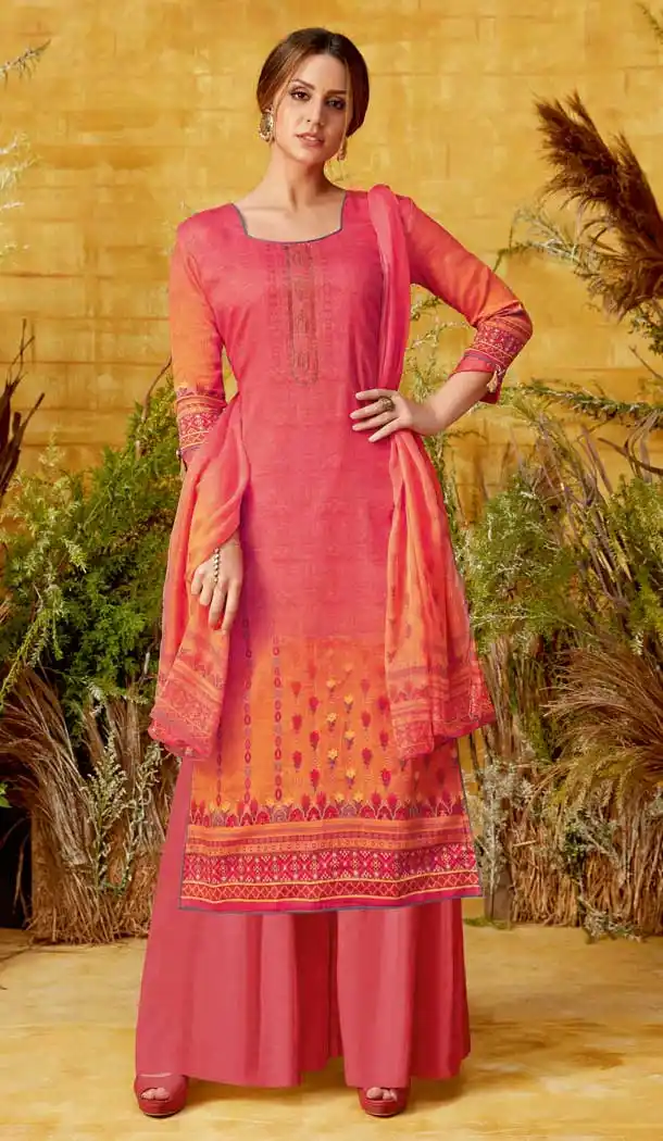 Marvelous Pink Color Pure Zam Cotton Casual Party Wear Palazzo Salwar Suit -719489211