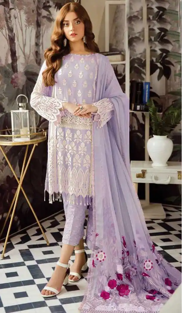 Lavender Color Heavy Georgette Party Wear Plus Size Salwar Suit -719689226