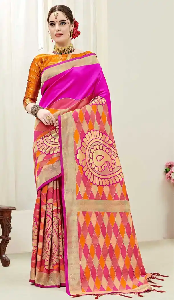 Pink Color Kanjeevaram Art Silk Traditional Wear Saree -722089487
