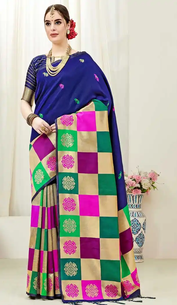 Splendorous Blue Color Kanjeevaram Art Silk Traditional Wear Saree -722089495
