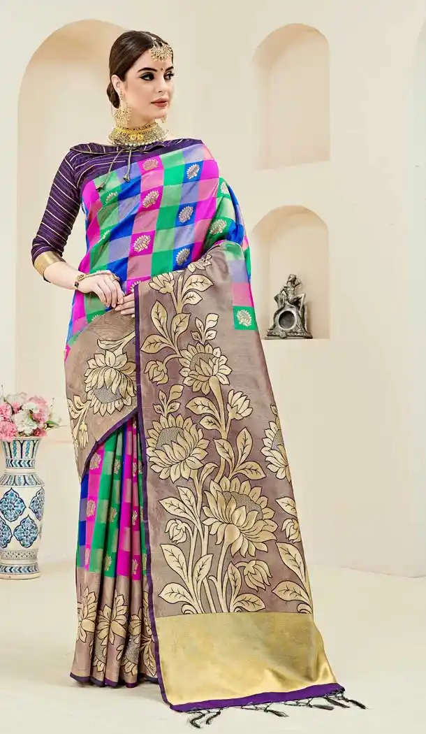 Vivacious Multi Color Kanjeevaram Art Silk Traditional Wear Saree -722089496