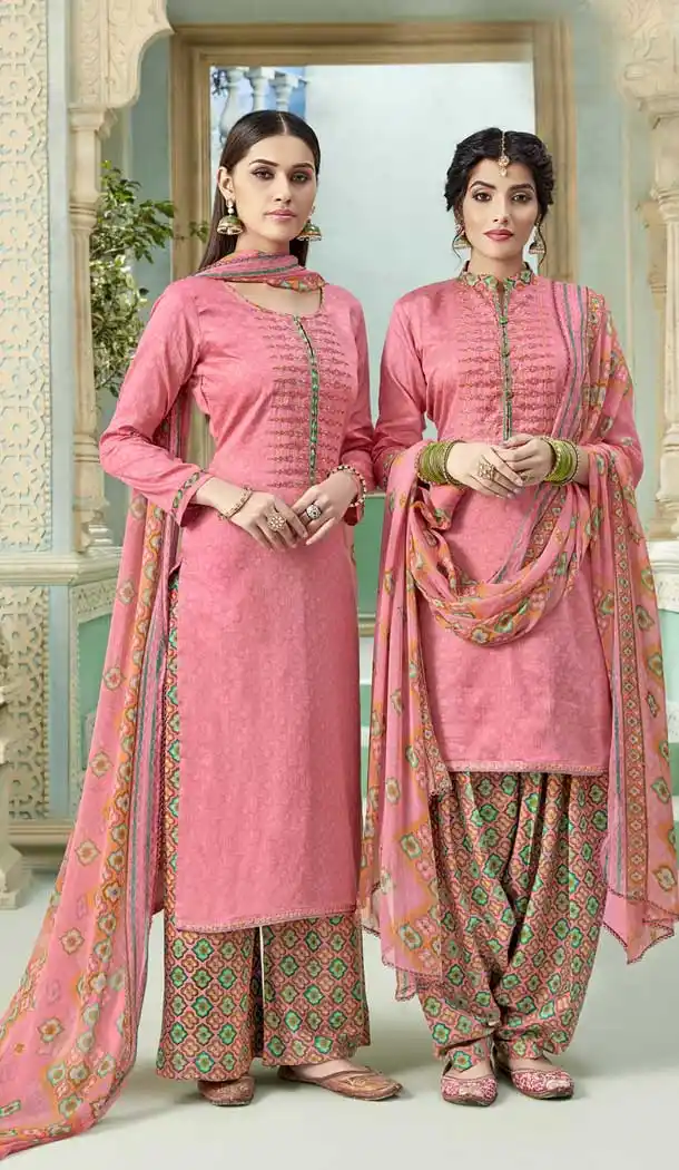 Charming Pink Color Pure Zam Cotton Casual Wear Punjabi Suit -722689554