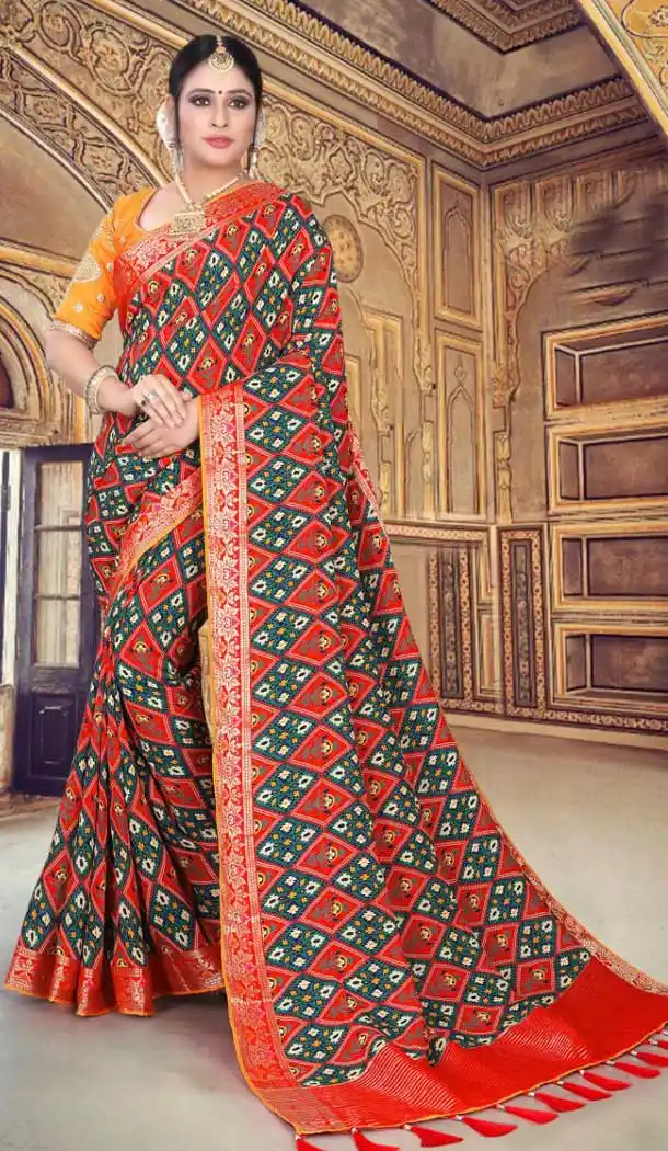 Alluring Red Color Semi Dola Silk Designer Party Wear Saree Blouse -723089606
