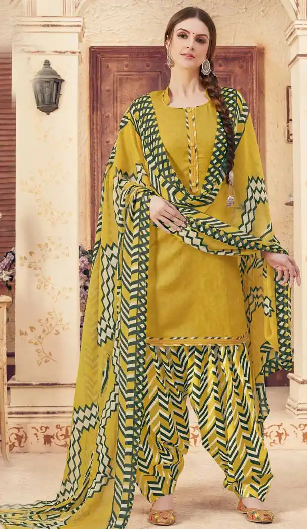 Yellow Color Pure Jam Jacquard Casual Wear Punajbi Patiyala Suit -723889671