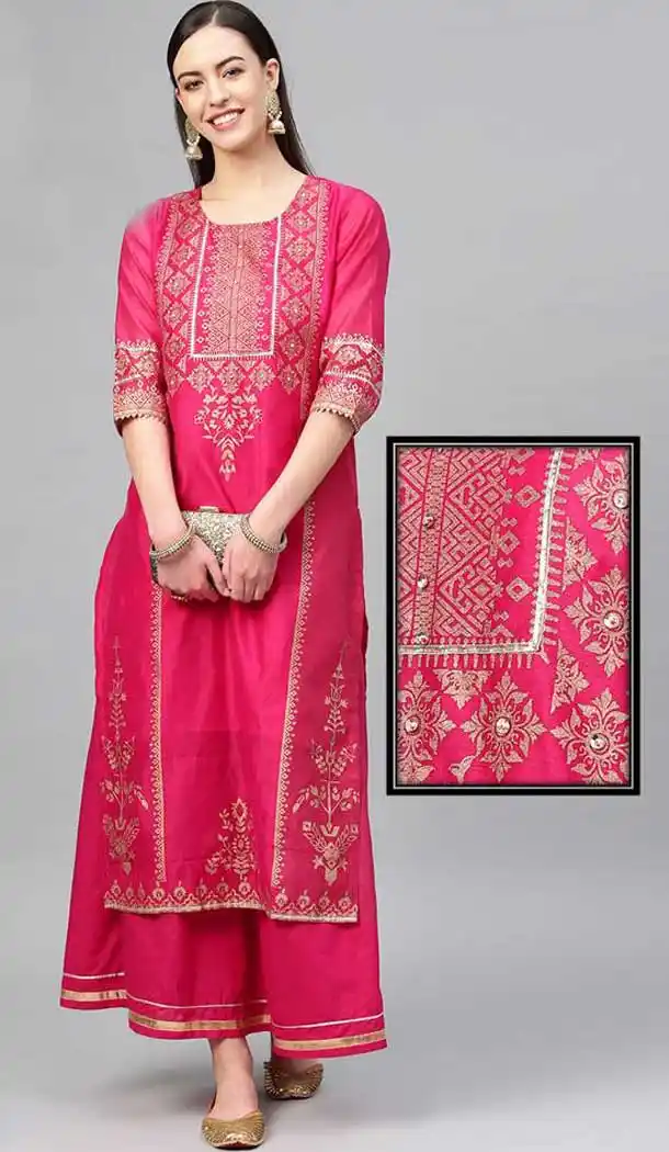 Marvelous Pink Color Cotton Digital Printed Readymade Kurtis -724989810