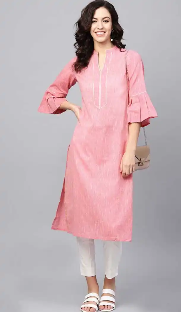 Luscious Pink Color Viscose Cotton Digital Printed Readymade Kurtis -725089829