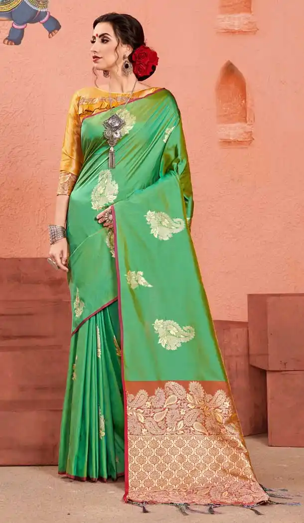 Light Green Color Kanjivaram Art Silk Traditional Wear Sarees -726389927