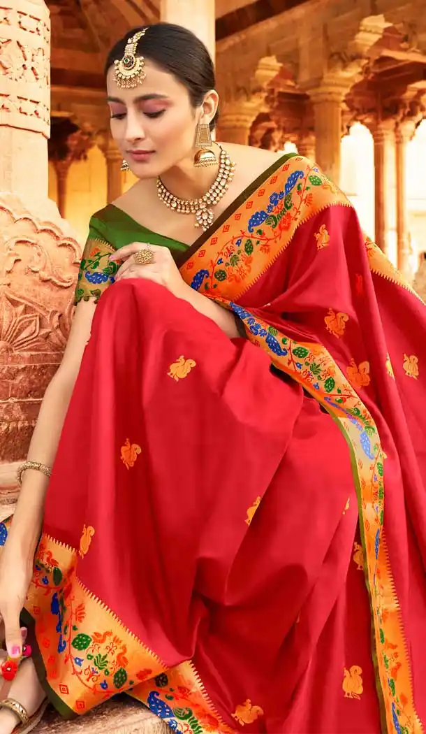 Red Color Soft Silk Traditional Party Wear Saree Blouse -727490017